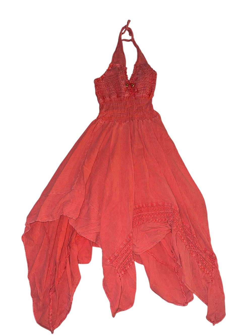 Boho Coral Halter Dress